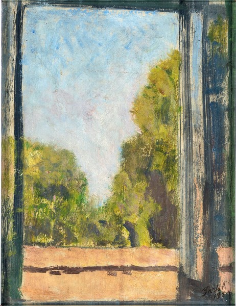 Amerigo Bartoli, Paesaggio, 1954. Olio su tavola, 34x26 cm. Venduto per 625 €