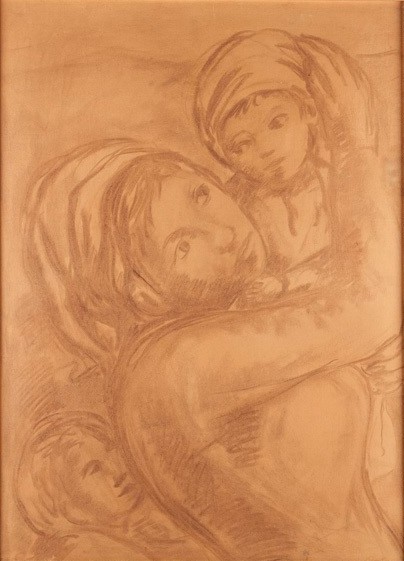 Carlo Levi, Madre con bambino, 1952. Olio su carta intelata, 100x74 cm. Venduto per 1.250 euro