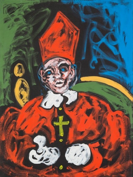 Tano Festa, Cardinale, 1986-87. Acrilici su tela, cm 80x60. Venduto per 3.750