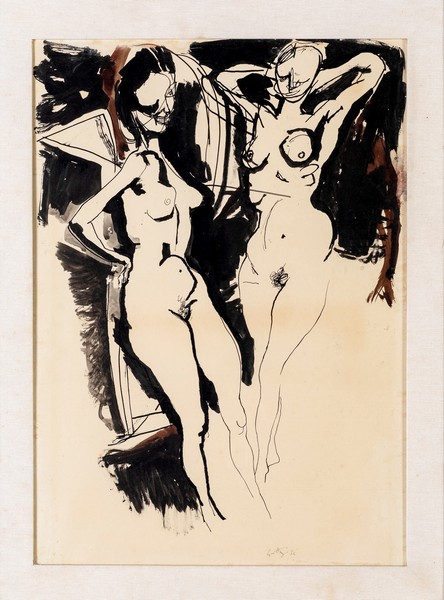 Renato Guttuso, Figure, 1964. Tecnica mista su carta, cm 70x50. Venduto per 2.750 euro